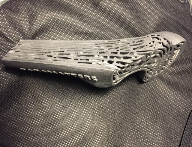 Figure 10. Titanium demonstration of optimized bone structure. (Image courtesy of Paramatters.)