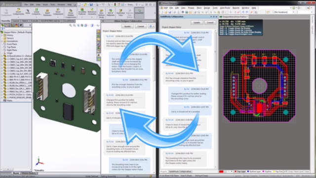 Integrations like that between SOLIDWORKS and Altium Designer will become increasingly important for mechatronics design. (Image courtesy of SOLIDWORKS.)