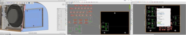 A PCB shape can be pushed to Eagle, where the components can be placed and the PCB can be pushed into Fusion 360. (Images courtesy of Autodesk.)