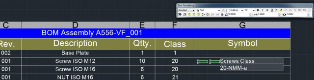 Figure 7. New Table, combinations of blocks and texts within same cells.