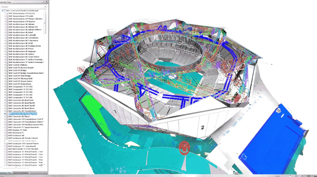 The Atlanta Falcon's stadium has BIM files, detailing everything from the multiple 1,600-ton panels of the retracting roof to connections between the steel members, making for more than 20GB of data files.