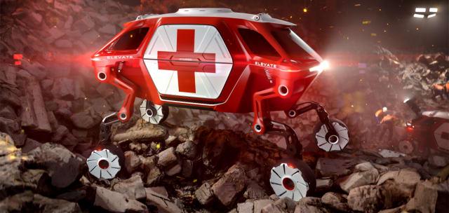 The Hyundai Elevate ultimate mobility vehicle concept design. (Photo courtesy of Hyundai Motor Group and Autodesk.)