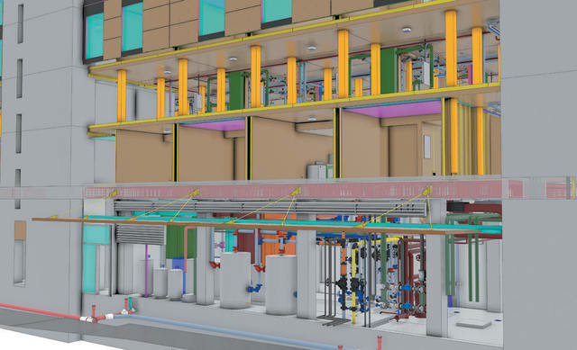 CadMakers was able to connect remote stakeholders and model the Tallwood House building with accuracy to a tenth of a millimeter using CATIA and the 3DEXPERIENCE platform on the cloud. (Image courtesy of Dassault Systèmes.)