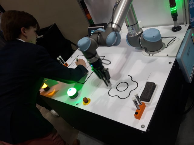 Man vs. Machine–engineering.com’s Emily Pollack takes on one of Humber College’s creations in a game of Pictionary. She came in second (We are not bragging).