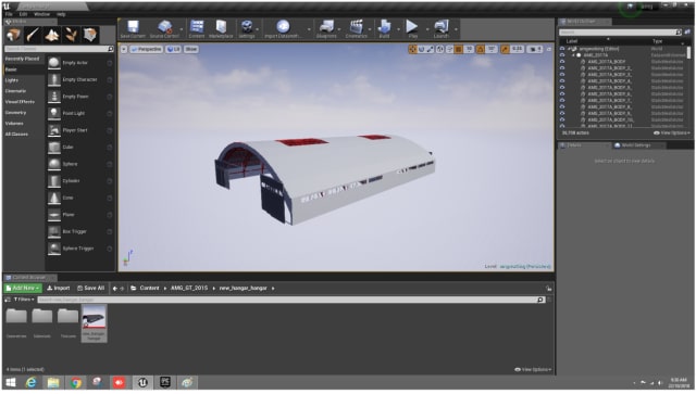 Figure 15. The hangar is now in Unreal Editor.