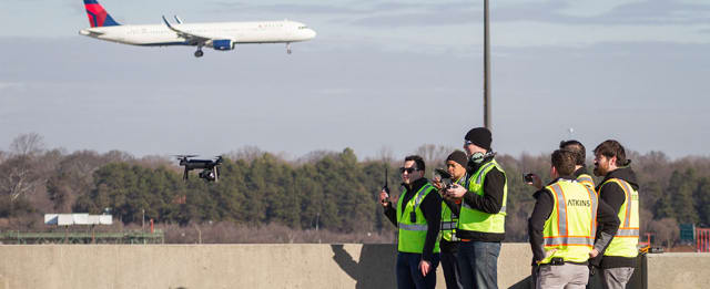 The first commercial drone flight to take place at a major airport. (Image courtesy of Atkins Global.)