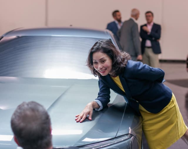 VinFast debuts at the Paris Motor Show. “It was a very emotional day for us, says David Lyon, head of design. “Our chairwoman smiled. That’s rare.” (Picture courtesy of Siemens.)