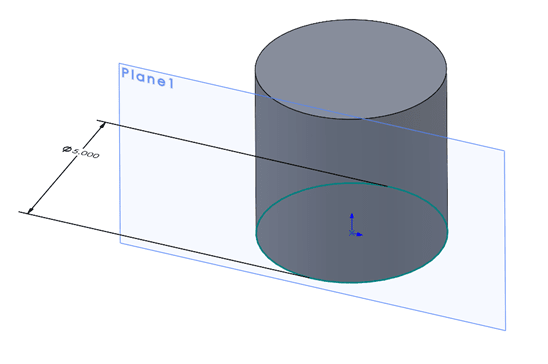 A tangent plane was added using the Reference Geometry feature.