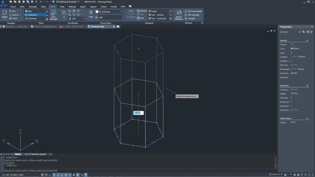 Figure 11. A solid’s size modification using 3D grips.