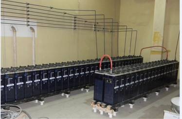 A battery string in a substation.