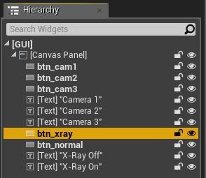 Figure 19. Renaming buttons in the Hierarchy panel.