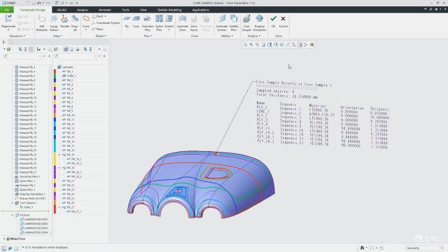 Creo 11’s improved composite design tools. (Image: PTC.)
