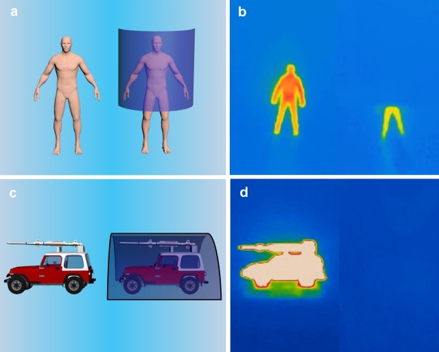 A newly developed stealth sheet can hide hot objects like human bodies or military vehicles from infrared cameras. (Image courtesy of Hongrui Jiang.)