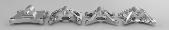 The shape of things to come. A part is lightweighted with generative design. (Picture courtesy of Dassault Systèmes.)