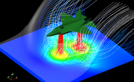 The F-35 JSF project is one of Lockheed Martin’s big bets. The project started in 2006, and a typical problem of any model program over time—for example, the F-35—is the tendency to end up with a number of often somewhat disconnected solutions. Specific software for specific domains often results in the need for manual intervention when transferring results from one end to the other. In the picture above: An example of a J-35 digital model and a hovering ground effect simulated in Ansys. The F-35 is a family of three similar and very advanced fighters, equipping armed forces in the United States, the U.K. and a wide range of allied nations that are participating in the program. One version, designated F-35A, is designed for conventional take-off and landing operations. The second (F-35B) is for duties that require the flexibility of short take-off and vertical landing, while the third (F-35C) is for carrier-based flying.