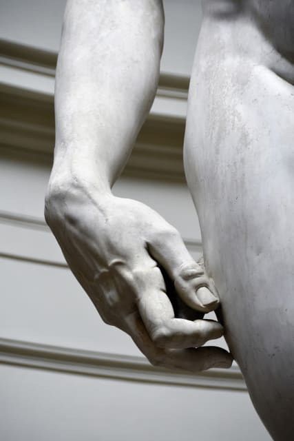 Michelangelo was only 26 years old when he was commissioned to work on the massive, partially-finished block of marble destined to be the “David” we know today. The sculptor began work in September 1501 and it took until the summer of 1504 to finish his enduring masterpiece. The statue captures the Biblical David as he faces Goliath in a moment of poise, courage and grace—a theme that has resonated through the ages.