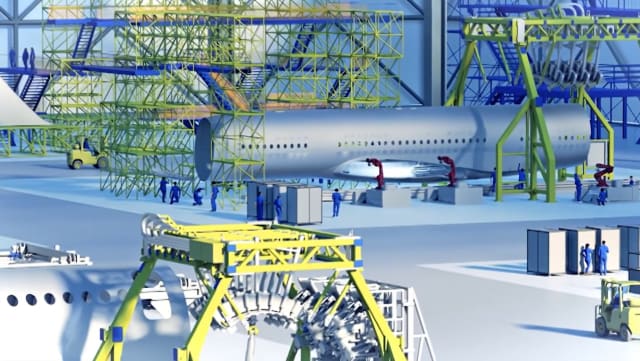 A virtual airplane hangar. (Image courtesy of Siemens.)