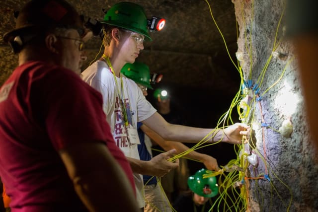 Pictured above are students inside the Experimental Mine at the S&T summer explosives camp. (Image courtesy of Aimee Whitmire /Missouri S&T.)