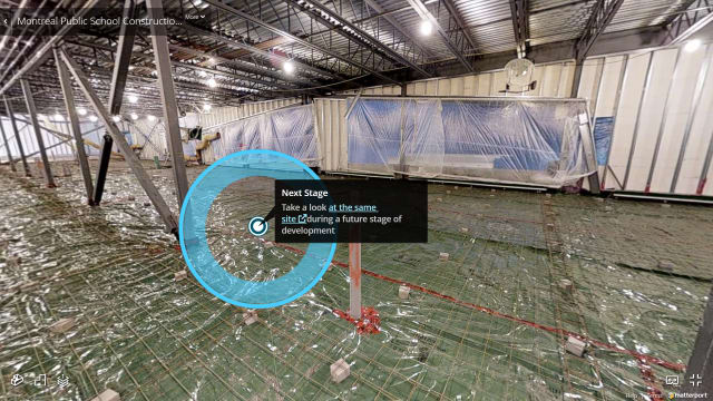 The chronology of facilities management can be mapped with Matterport through pre-construction to construction stages, tracking and tagging areas that will need maintenance and repair throughout the lifecycle of the building, similar to the way this virtual tour of a Montreal public school project has a Mattertag that allows you to see future construction stages.