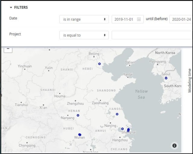 Working at the office. This map shows one Chinese automotive company’s design engineers use of Onshape before the COVID-19 outbreak, mostly within the company offices and a handful of other locations.
