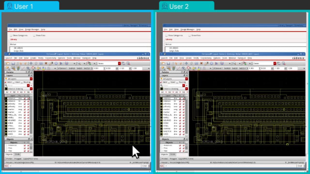 Two users sharing a screen in Exceed TurboX. (Image courtesy of OpenText.)