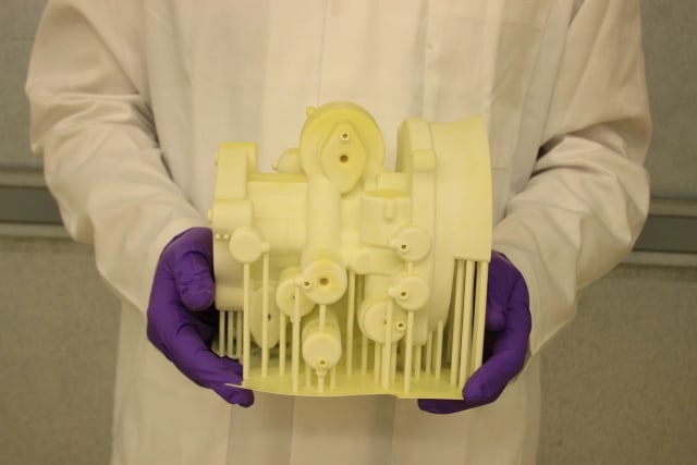 An investment casting shell 3D printed from silica. (Image courtesy of Admatec.)