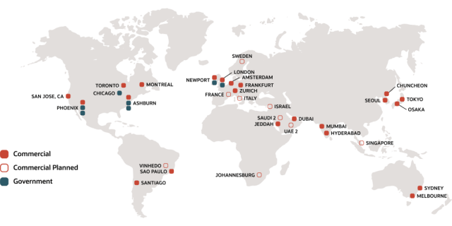 Oracle Cloud regions. (Image courtesy of Oracle.)