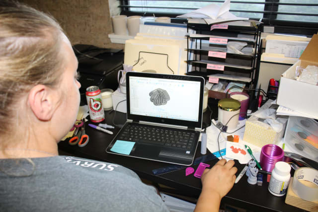 Glotz designing in Autodesk Fusion360. (Image courtesy of Refuge for Women.)