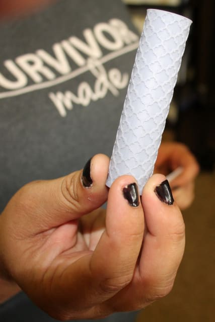 One of the rollers Glotz designed and printed to help an artisan make earrings that support women escaping sexual exploitation. (Image courtesy of Refuge for Women.)