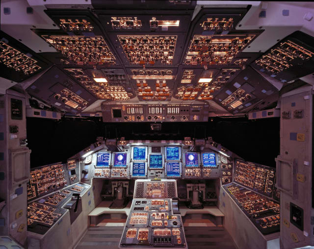 The cockpit of the space shuttle Columbia.