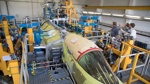 Assembly of Saab Gripen’s E-model in Linköping, Sweden.