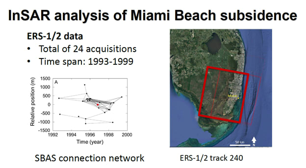 Figure 4 InSAR analysis of Miami Beach subsidence. (Picture courtesy of FIU)