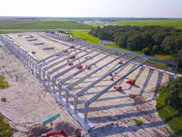 Legacy’s fabric buildings make use of rigid I-beam solid steel frames. (Image courtesy of Legacy Building Solutions.)