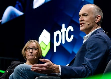 Pictured above are Catherine Kniker, chief Strategy and Marketing officer, and Dave Duncan, vice president of Sustainability at PTC. (Image: PTC.)
