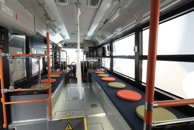 The Moving e has seating areas for disaster victims. (Image courtesy of Toyota.)