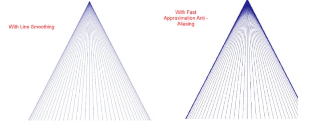 TurboCAD 2021 supports line smoothing and fast approximate anti-aliasing (FXAA) types of anti-aliasing. (Pictures courtesy of IMSI.)