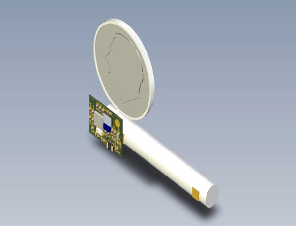 Picture showing the size of the Eyewhere locator. (Image courtesy of Levi Zima.)