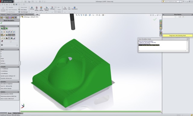 Stock simulation in HSMWORKS.