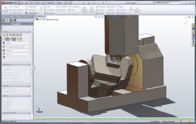 Example of machine simulation in HSMWORKS.
