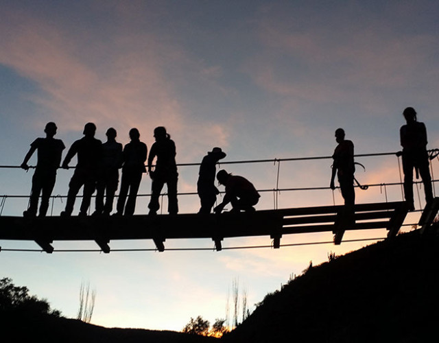 Cornell engineering students spent long days working on the bridge over a two-month span. (Image courtesy of Cornell University)