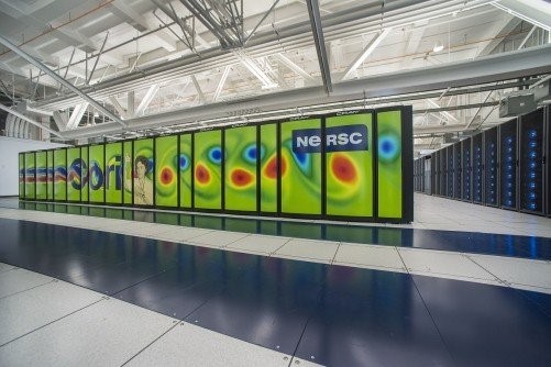 The Cori supercomputer at Berkeley National Laboratory will be used in development and testing of future exascale computing tools for X-ray laser data analysis and the simulation of plasma wakefield accelerators. (Image courtesy of National Energy Research Scientific Computing Center.)