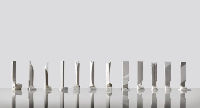 Various iterations of the Hanking Center Tower using rapid prototyping. (Image courtesy of Morphosis.)