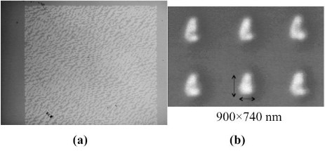 On the left is an image composed of 256x256 nano-magnetic pixels with a 1 µm pitch. On the right is an image of 3x2 pixels with a 2.5 µm pitch. (Image courtesy of Toyohashi University of Technology.)