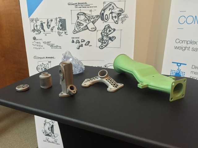 Sample of plastic and metal additive and subtractive manufactured parts