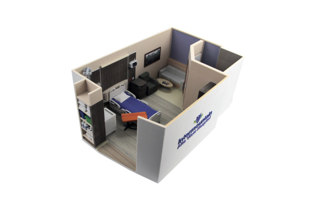 The brand of the toilet paper and the covers of the magazines in this patient room are even visible in this 3D-printed model. (Image courtesy of WhiteClouds.)