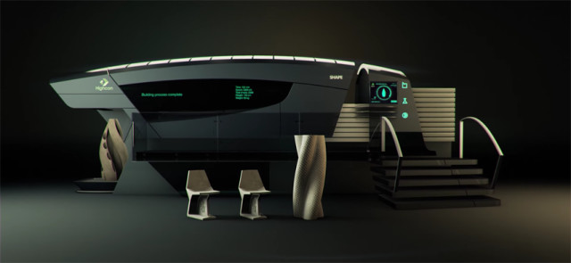 The Highcon Shape concept, a 3D printer that would fabricate massive paper objects “within minutes.” (Image courtesy of Highcon.)