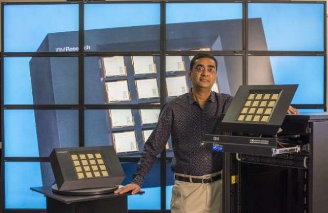 Dharmendra S. Modha, IBM Fellow and Chief Scientist, Brain-Inspired Computing of IBM Research with IBM Neuromorphic System.