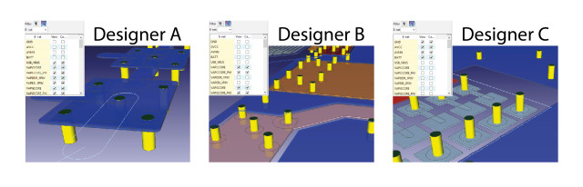 New concurrent multi-area PCB design in CR-8000 2016 allows different individuals to modify a design simultaneously. (Image courtesy of Zuken.)