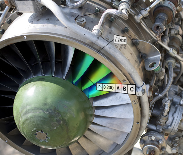 Tolerance inspection on an aerospace turbine. (Image courtesy of Creaform.)