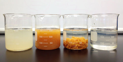 Raw water being treated with ferric chloride coagulant. (Image courtesy of Ecologix Environmental Systems.)